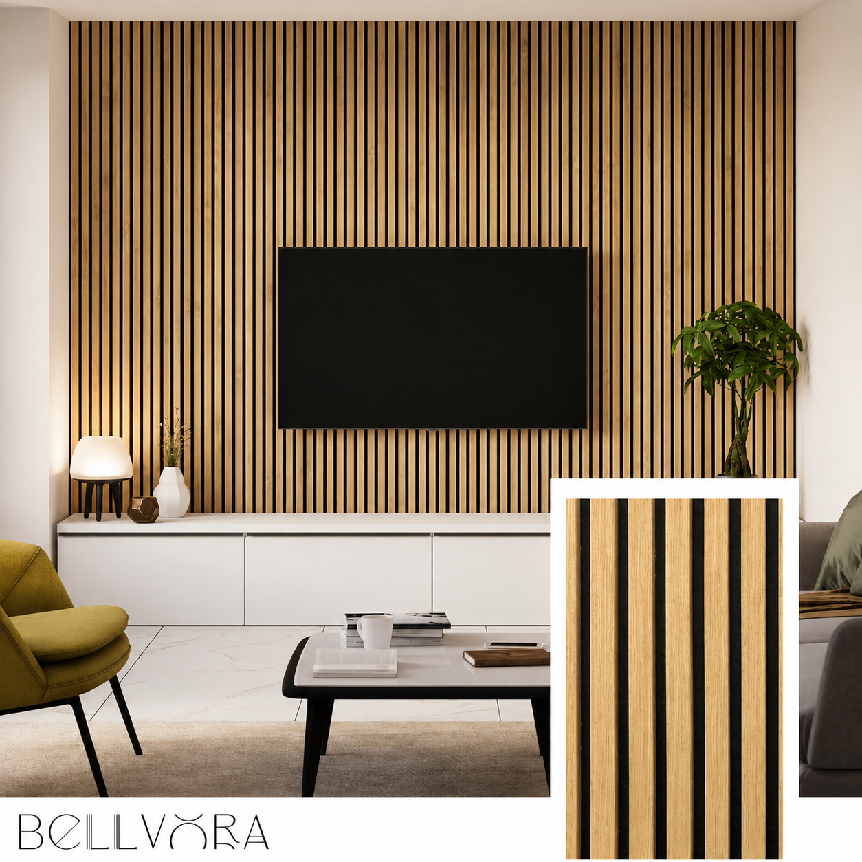 Bellvora Premium Self-Adhesive Slat Wall Panel (2.75x1.10m)